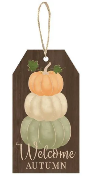 12"H x 6.5"L "Welcome Autumn" Pumpkin Sign - AP8833