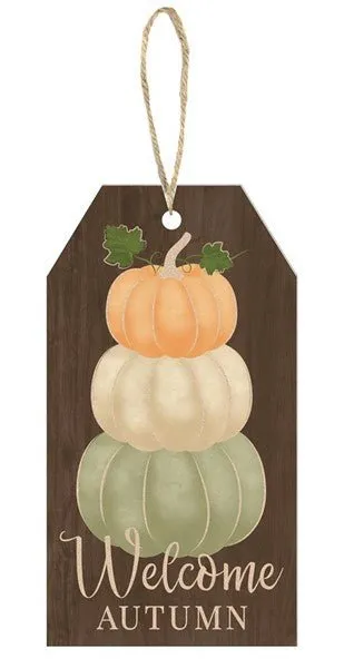 12"H x 6.5"L "Welcome Autumn" Pumpkin Sign - AP8833