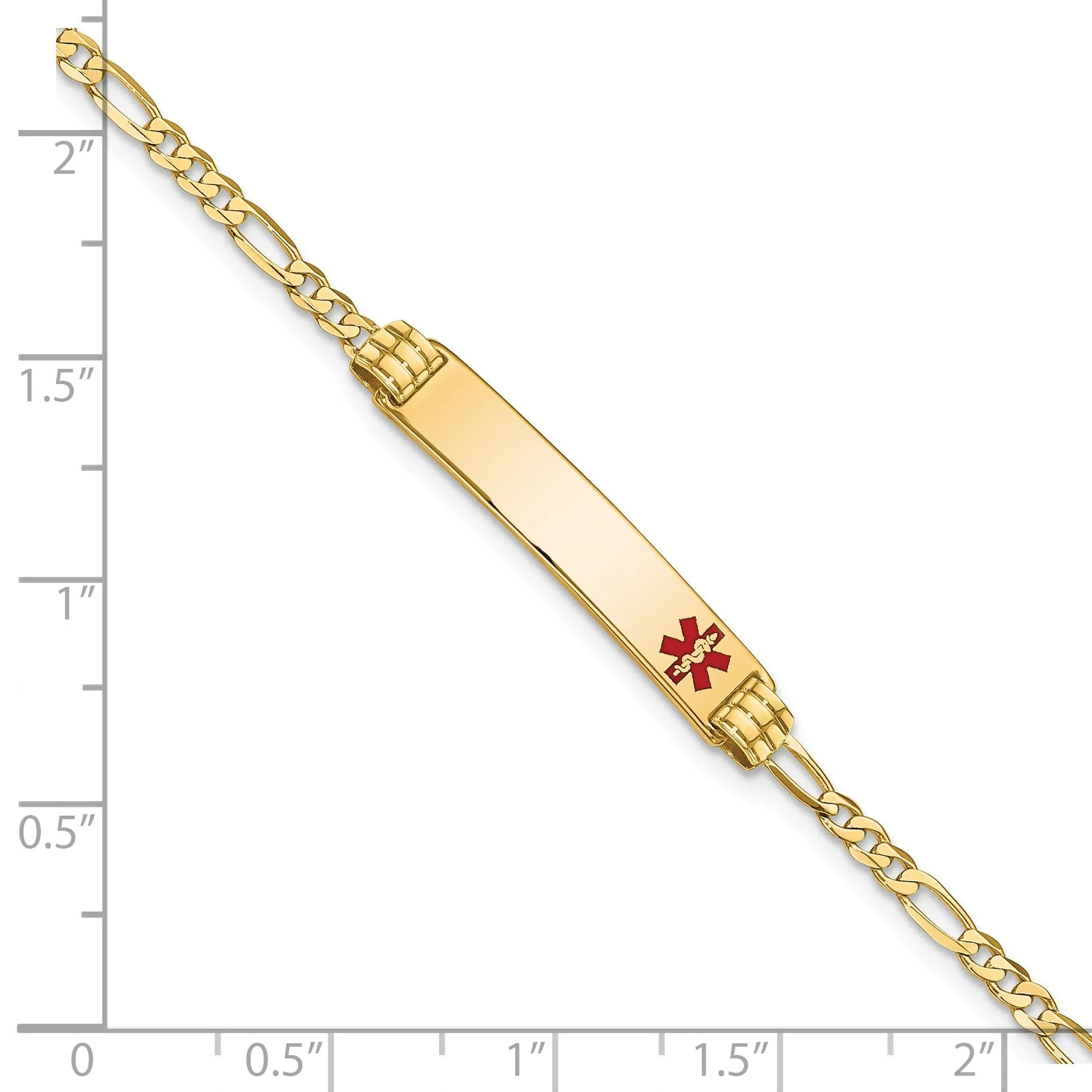 14K Yellow Gold Figaro Link Medical ID Bracelet