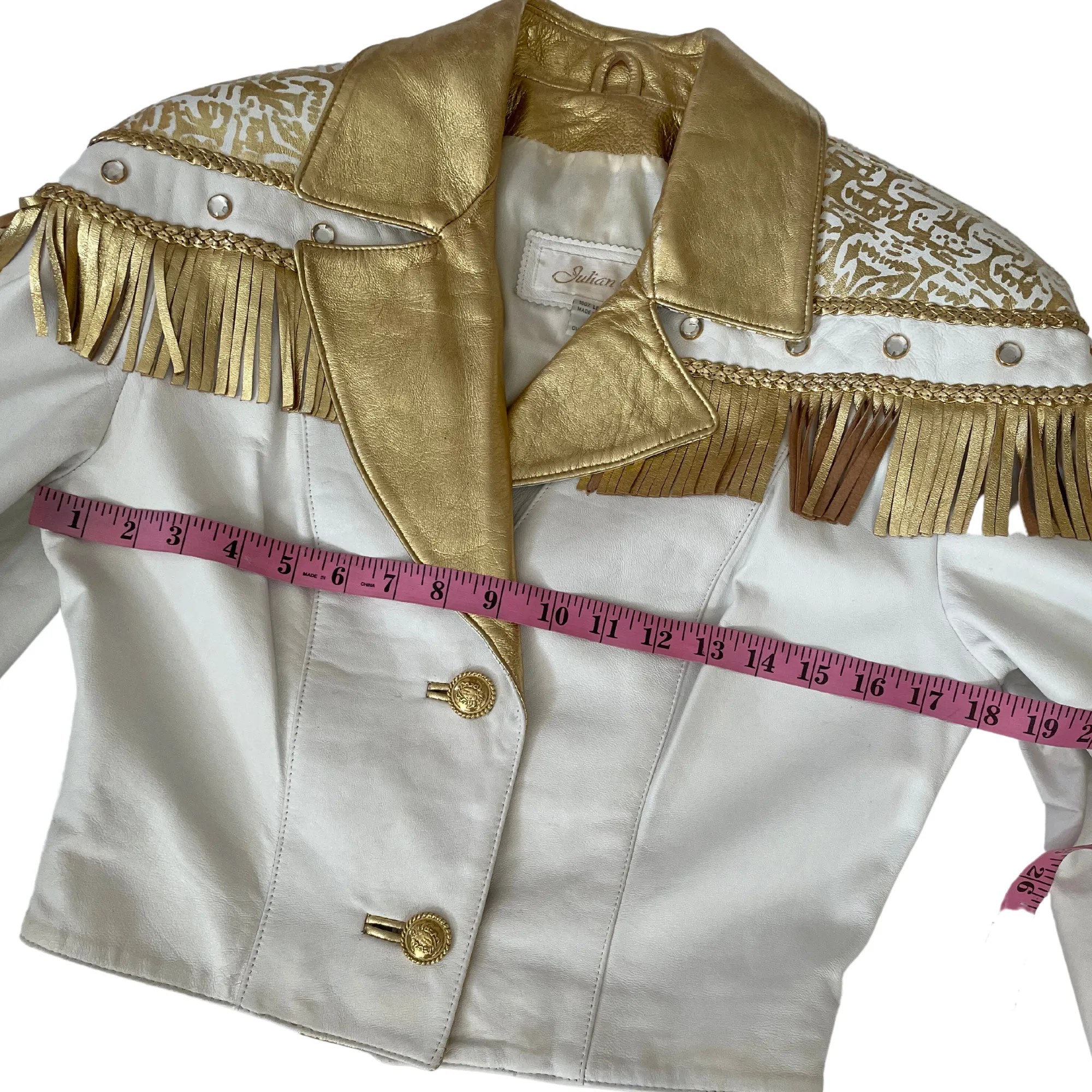 1980's Julian K White & Gold Leather Jacket