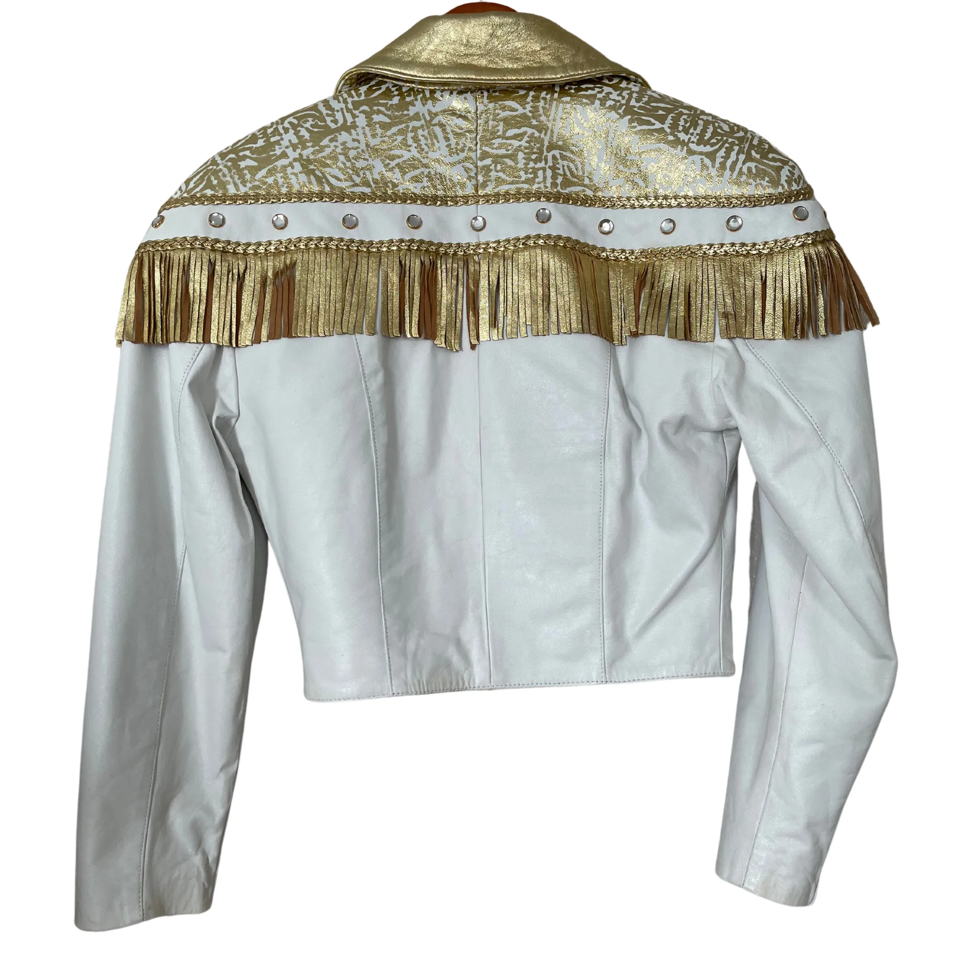 1980's Julian K White & Gold Leather Jacket