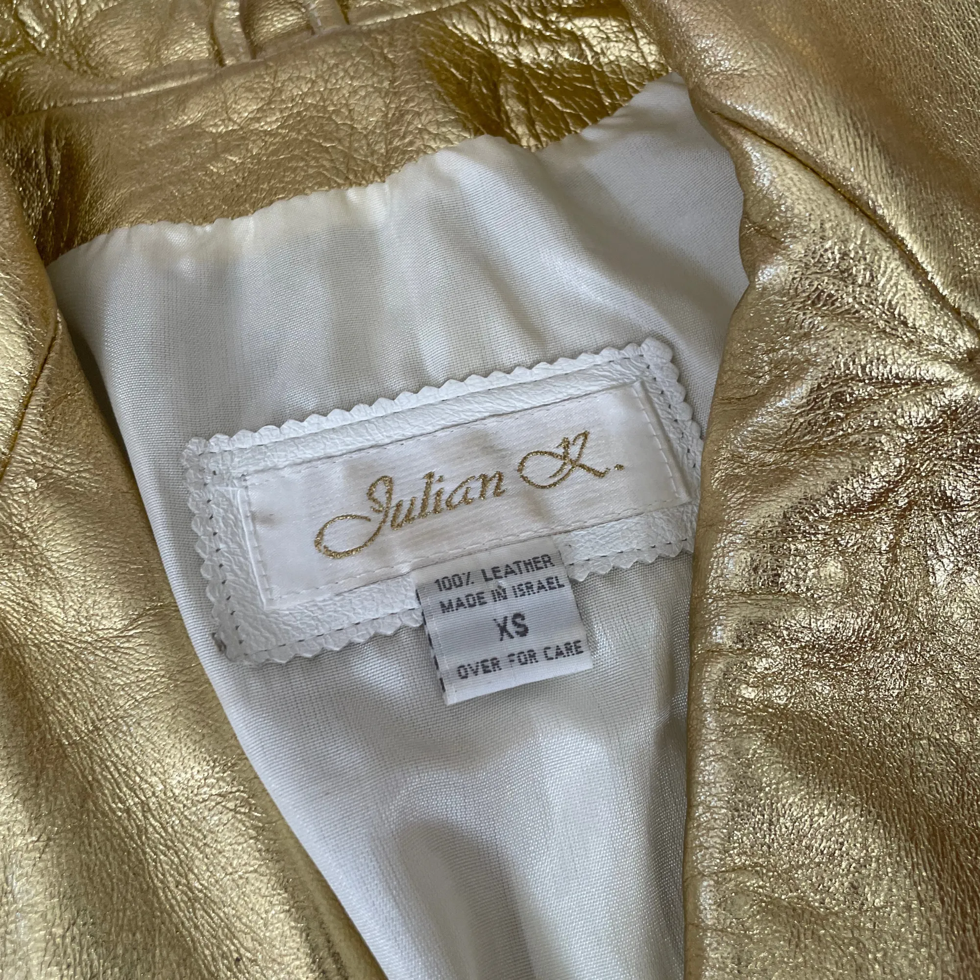 1980's Julian K White & Gold Leather Jacket
