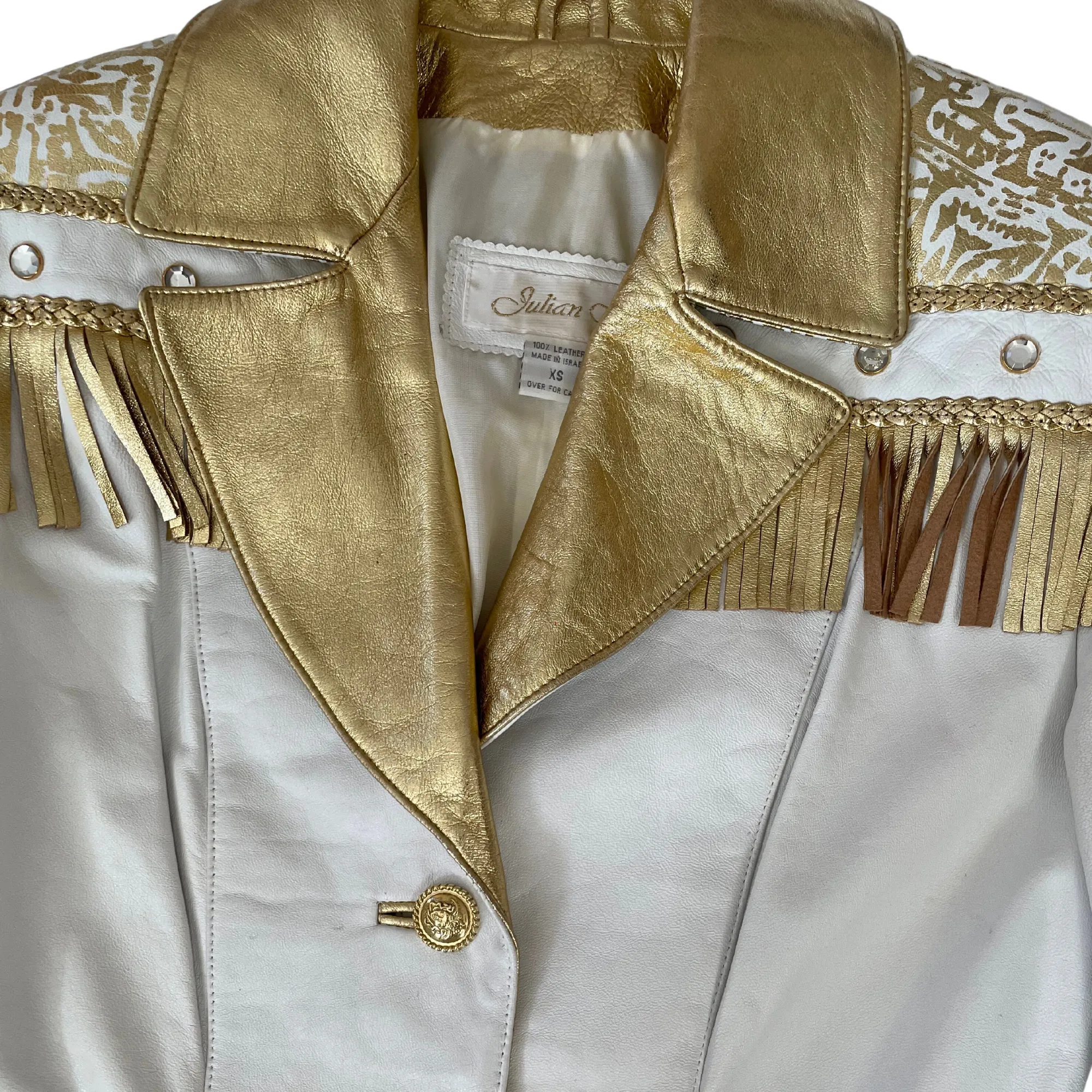 1980's Julian K White & Gold Leather Jacket