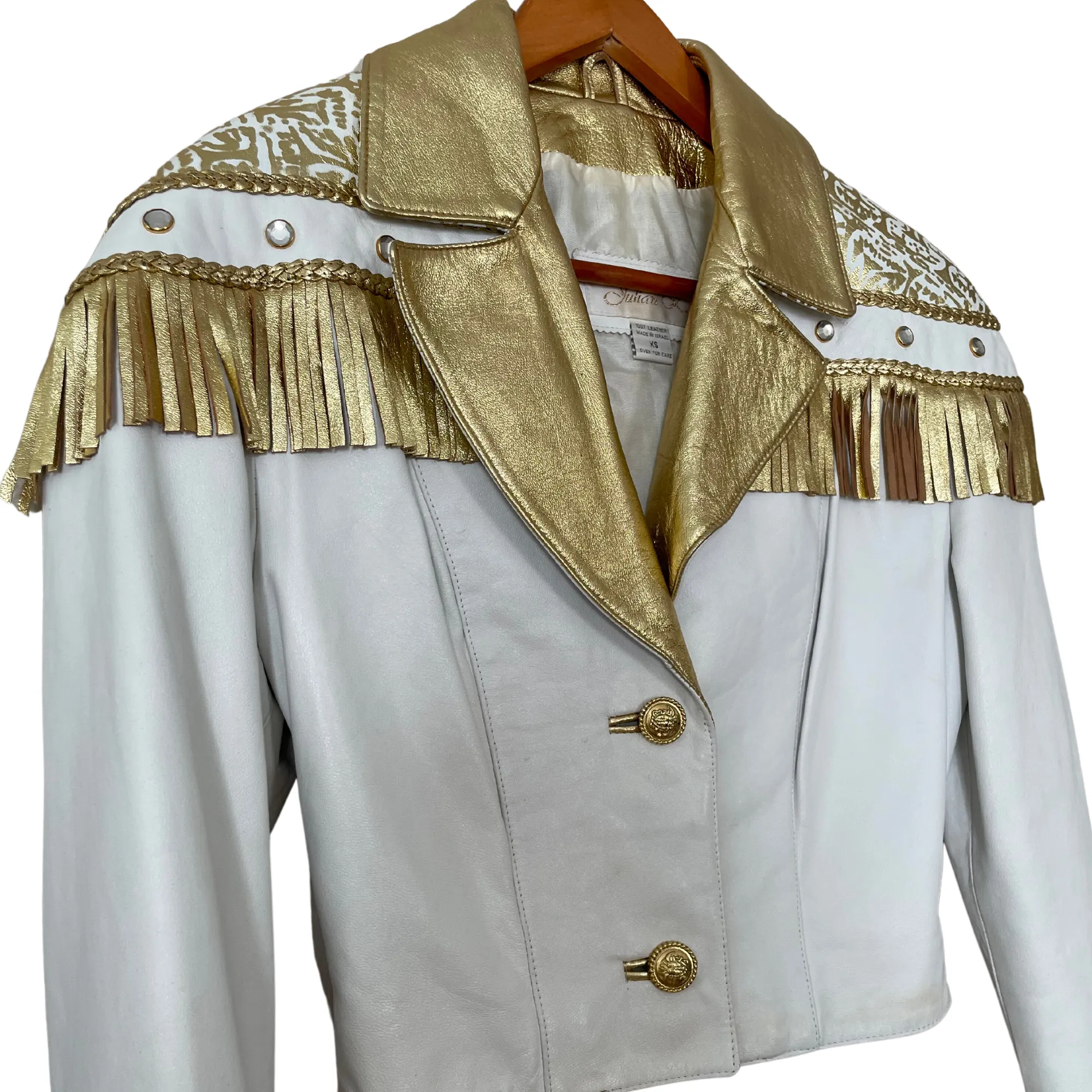 1980's Julian K White & Gold Leather Jacket