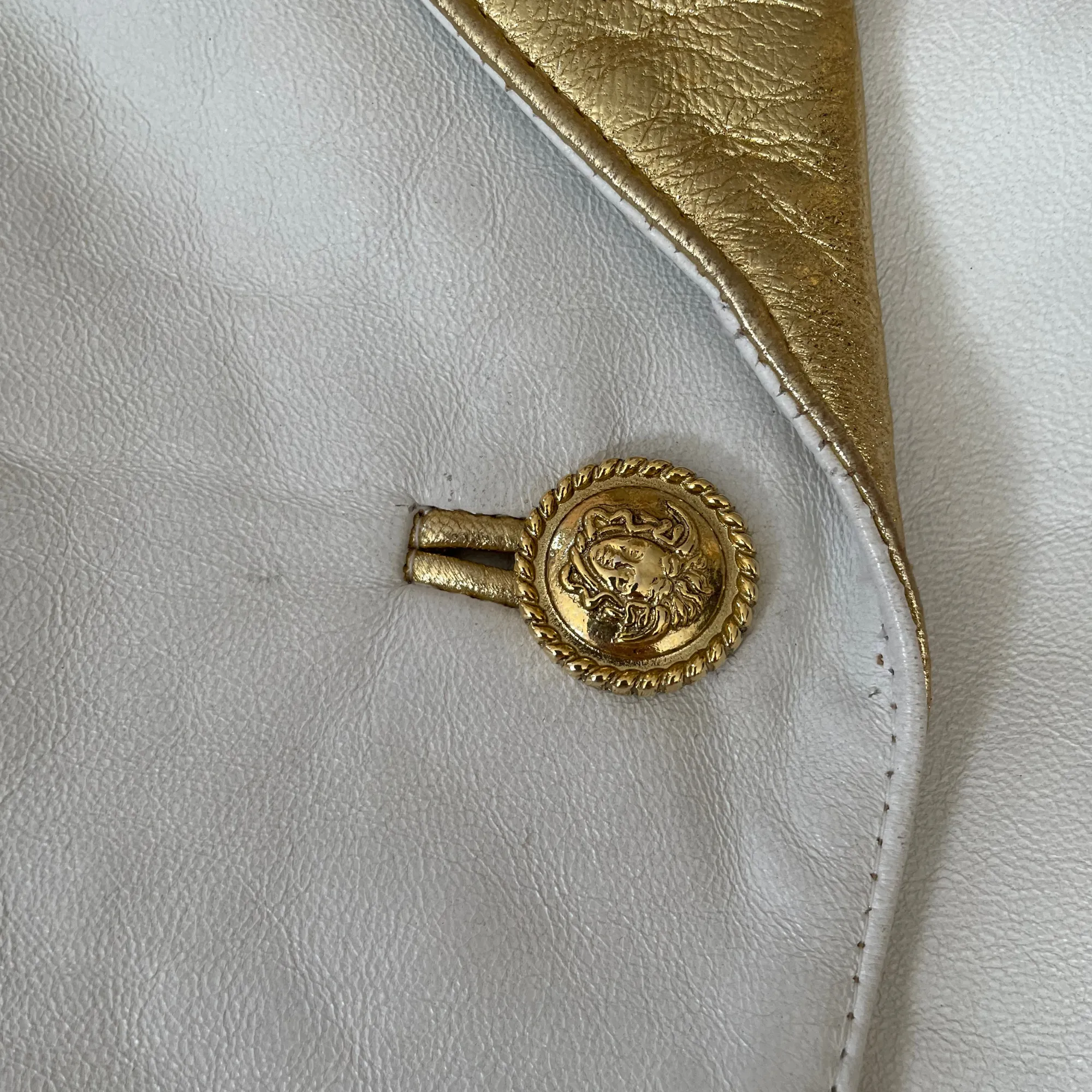 1980's Julian K White & Gold Leather Jacket