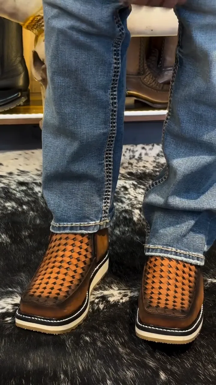 2025 New Side Zipper Vintage Hand-woven Western Cowboy Boots