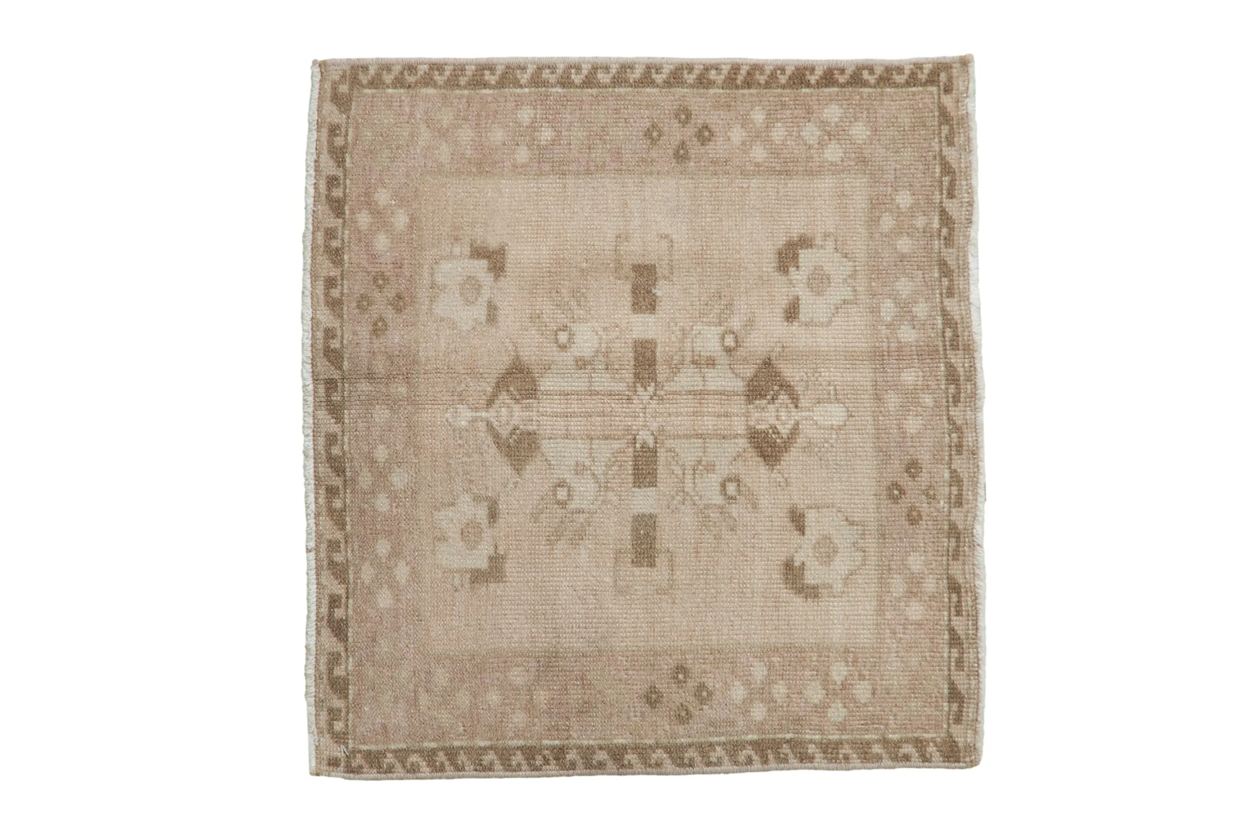 2x2 Vintage Distressed Oushak Square Rug Mat