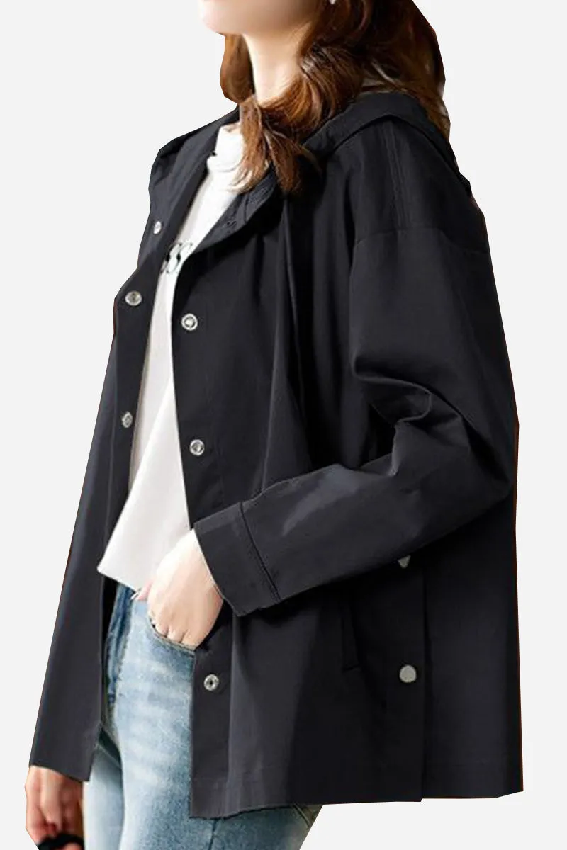 Adjustable-Hood Windbreaker Jacket