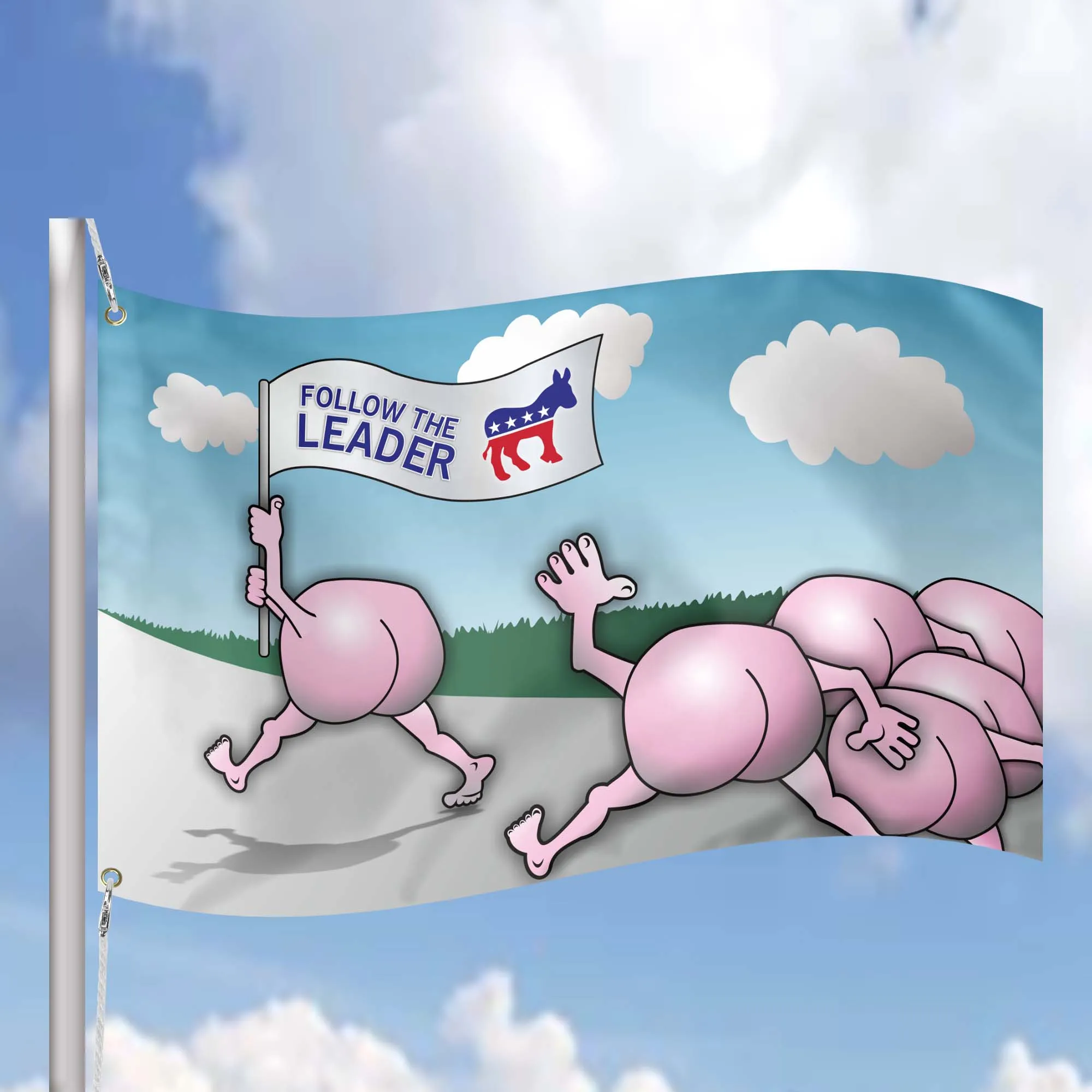 Against Democracy Donkey Democrats USA Flag Banner