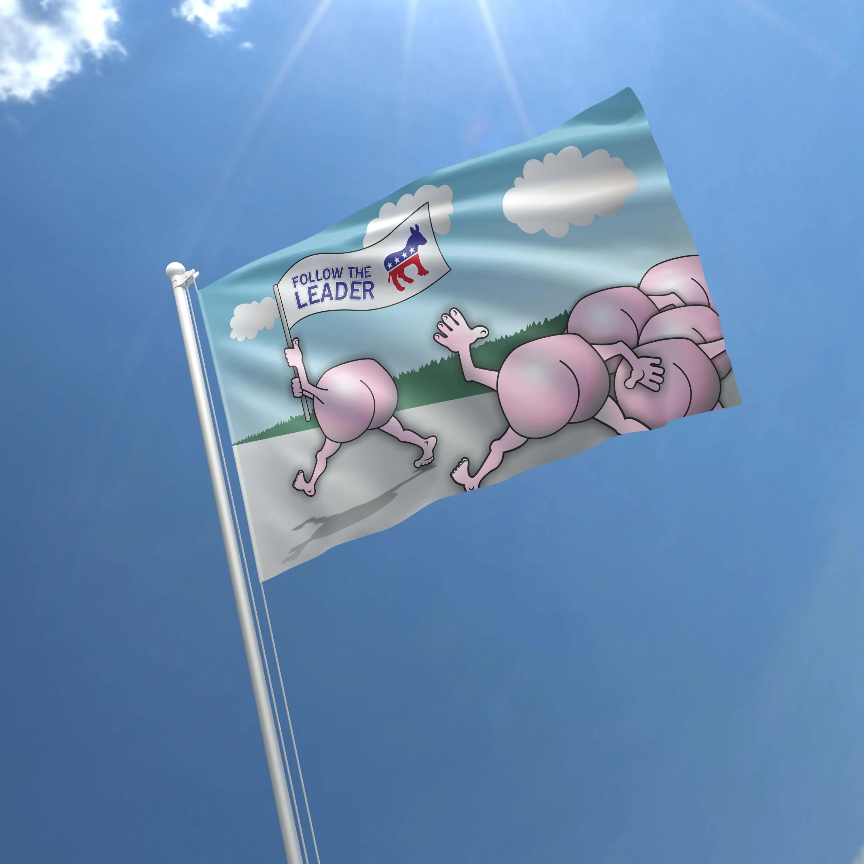Against Democracy Donkey Democrats USA Flag Banner