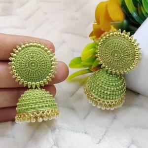 Antique Sea Green Pearls Dome Jhumka