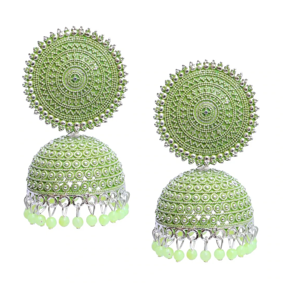Antique Sea Green Pearls Dome Jhumka