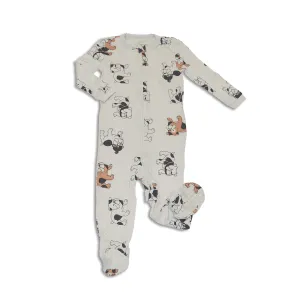 Bamboo Zip Up Footies (Cozy Bulldog Print)