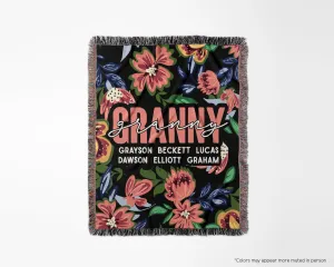 Black and Floral Mother Blanket with Names