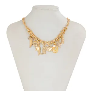 Boho Gold Silver Plated Star Heart Boot Cowboy Hat Charm Necklace