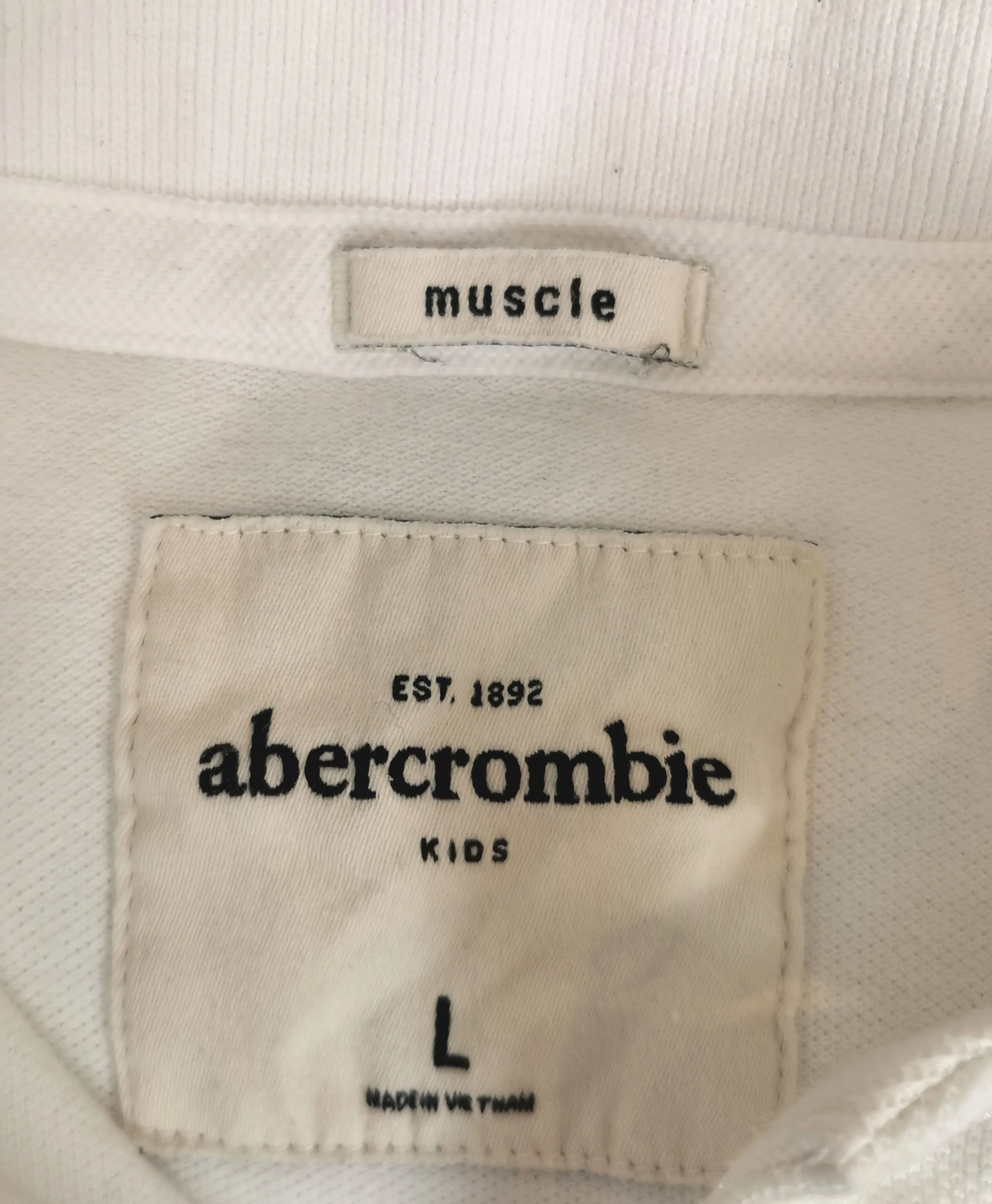 BOY SIZE LARGE (10/12 YEARS) - ABERCROMBIE KIDS, White Polo T-shirt EUC B3