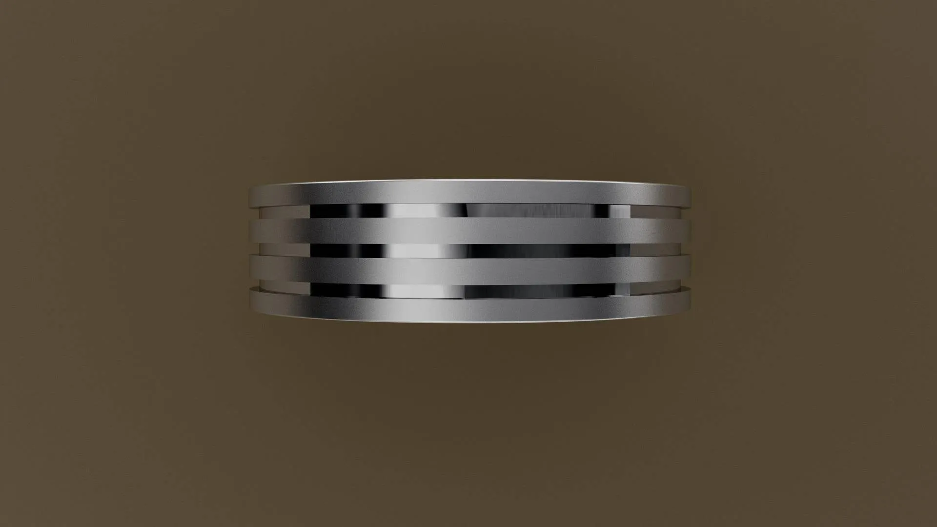 Brushed White Gold 6mm Triple Groove Wedding Band