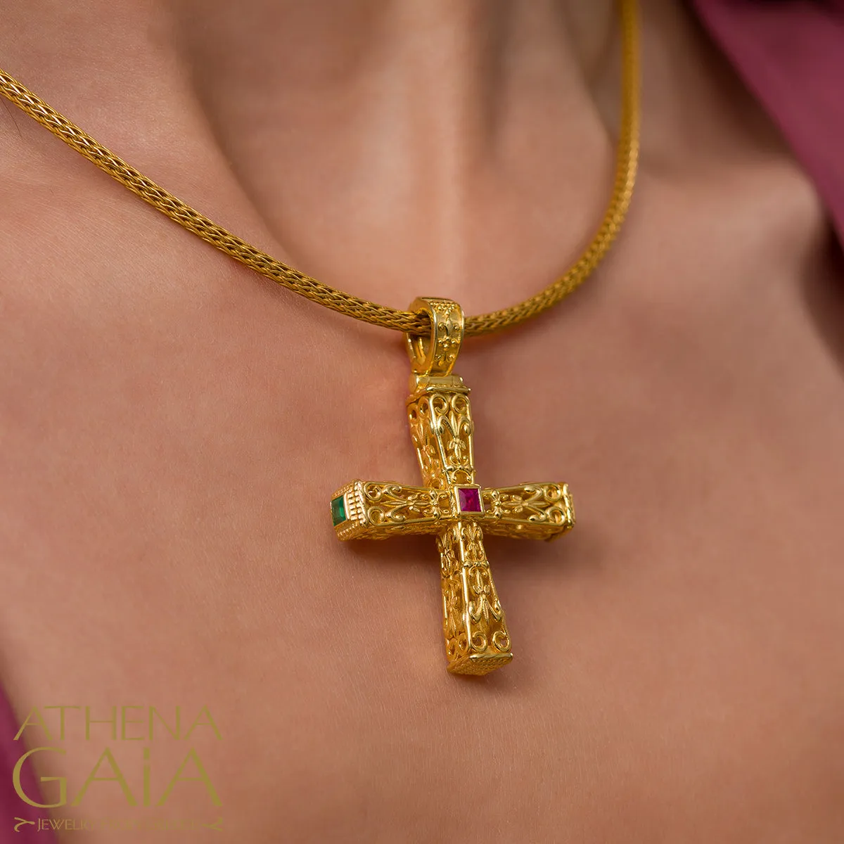 Byzantine Embroidery Pillars Orthodox Cross (Large)