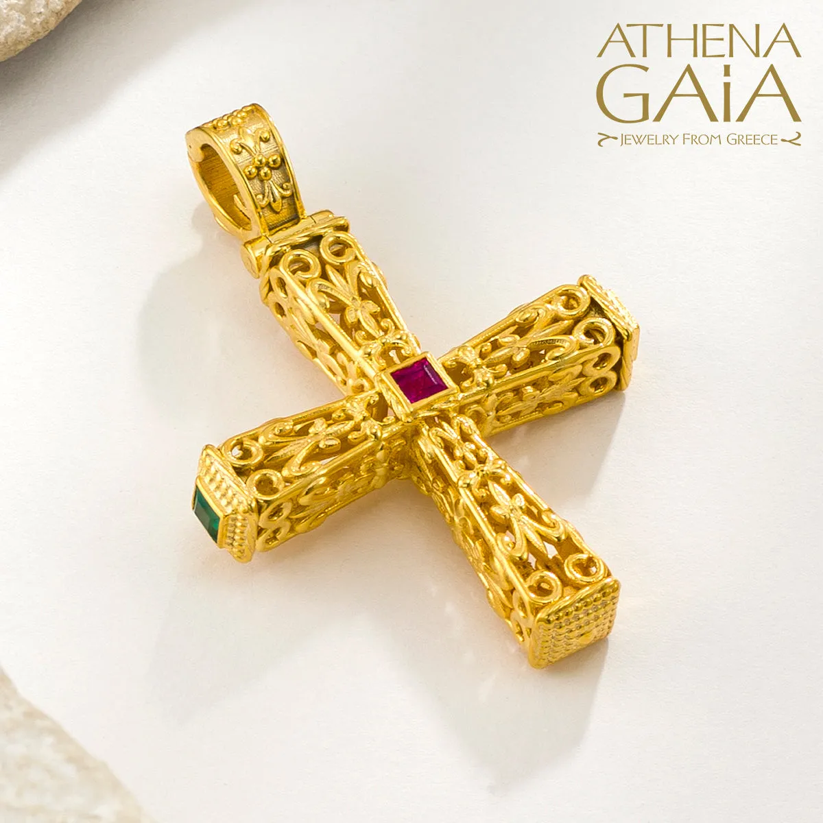 Byzantine Embroidery Pillars Orthodox Cross (Large)