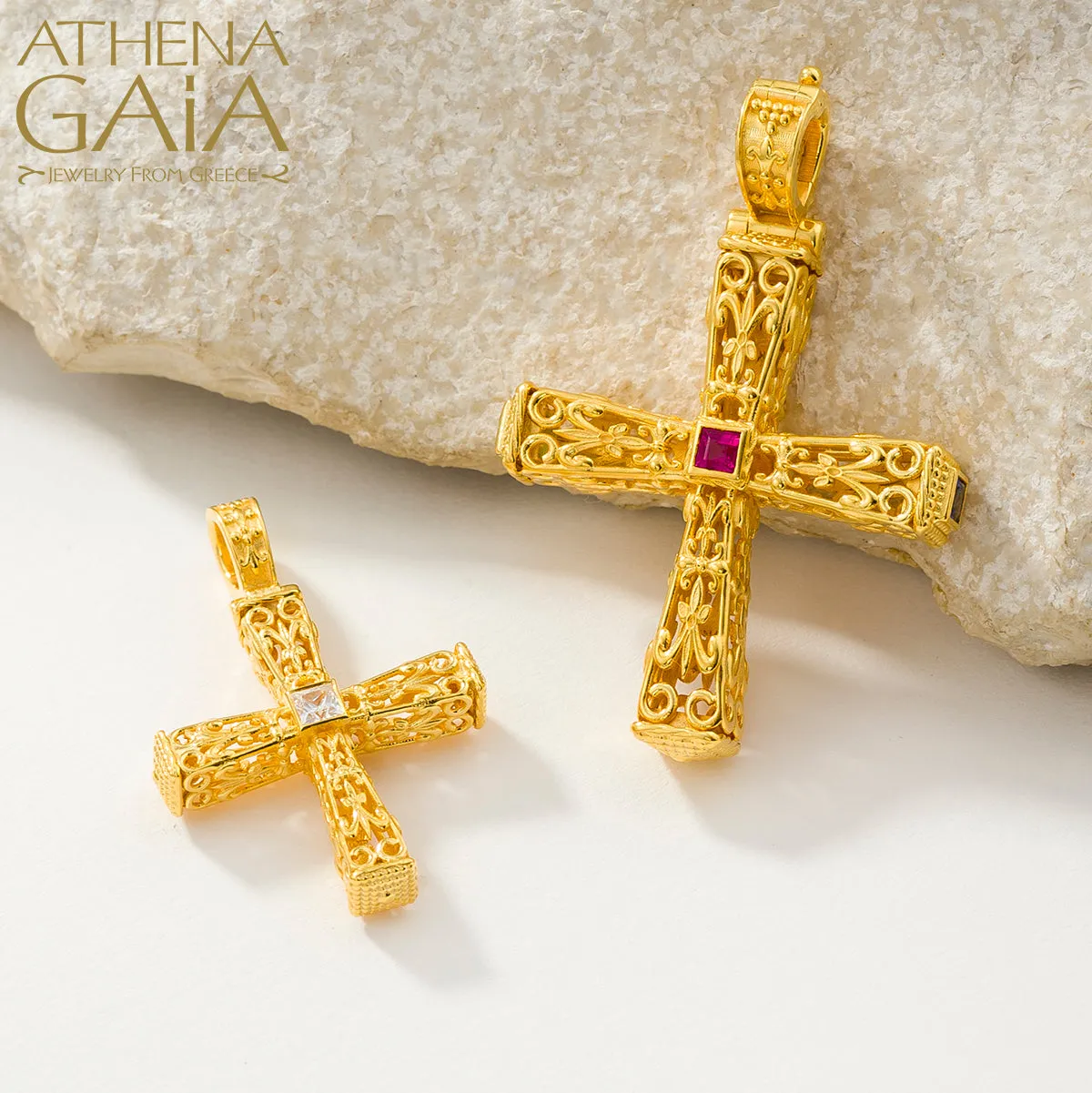 Byzantine Embroidery Pillars Orthodox Cross (Large)