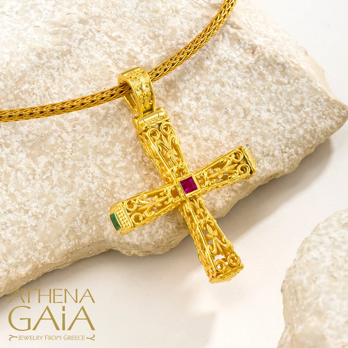 Byzantine Embroidery Pillars Orthodox Cross (Large)