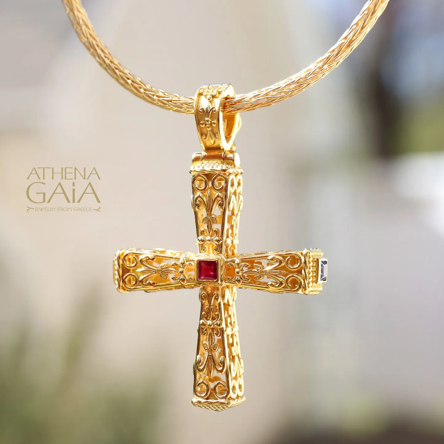 Byzantine Embroidery Pillars Orthodox Cross (Large)