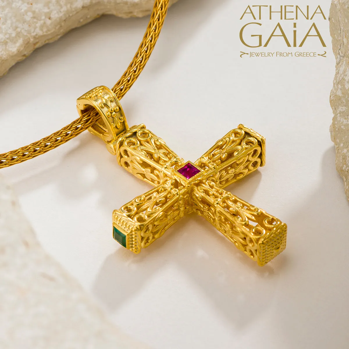 Byzantine Embroidery Pillars Orthodox Cross (Large)