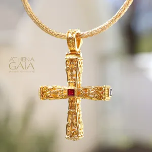 Byzantine Embroidery Pillars Orthodox Cross (Large)