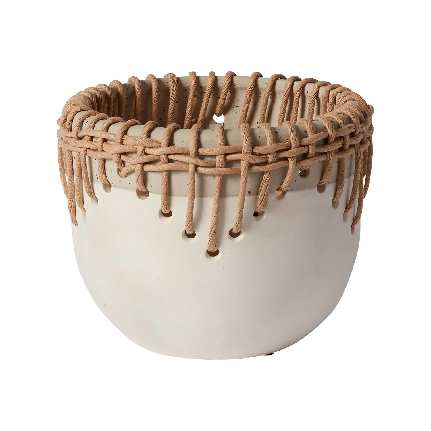 Ceramic & Woven Rattan Pot