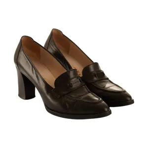 Chanel Black Logo Loafer Heels