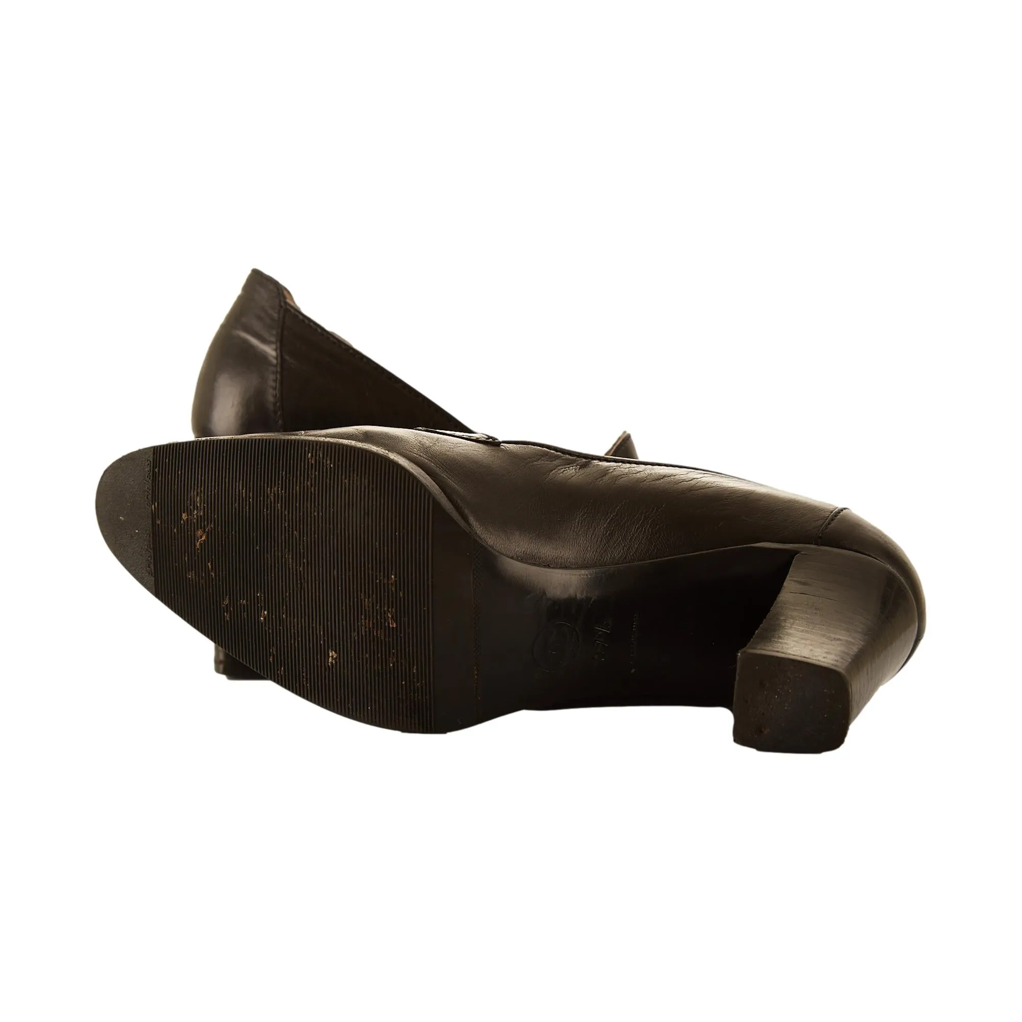 Chanel Black Logo Loafer Heels