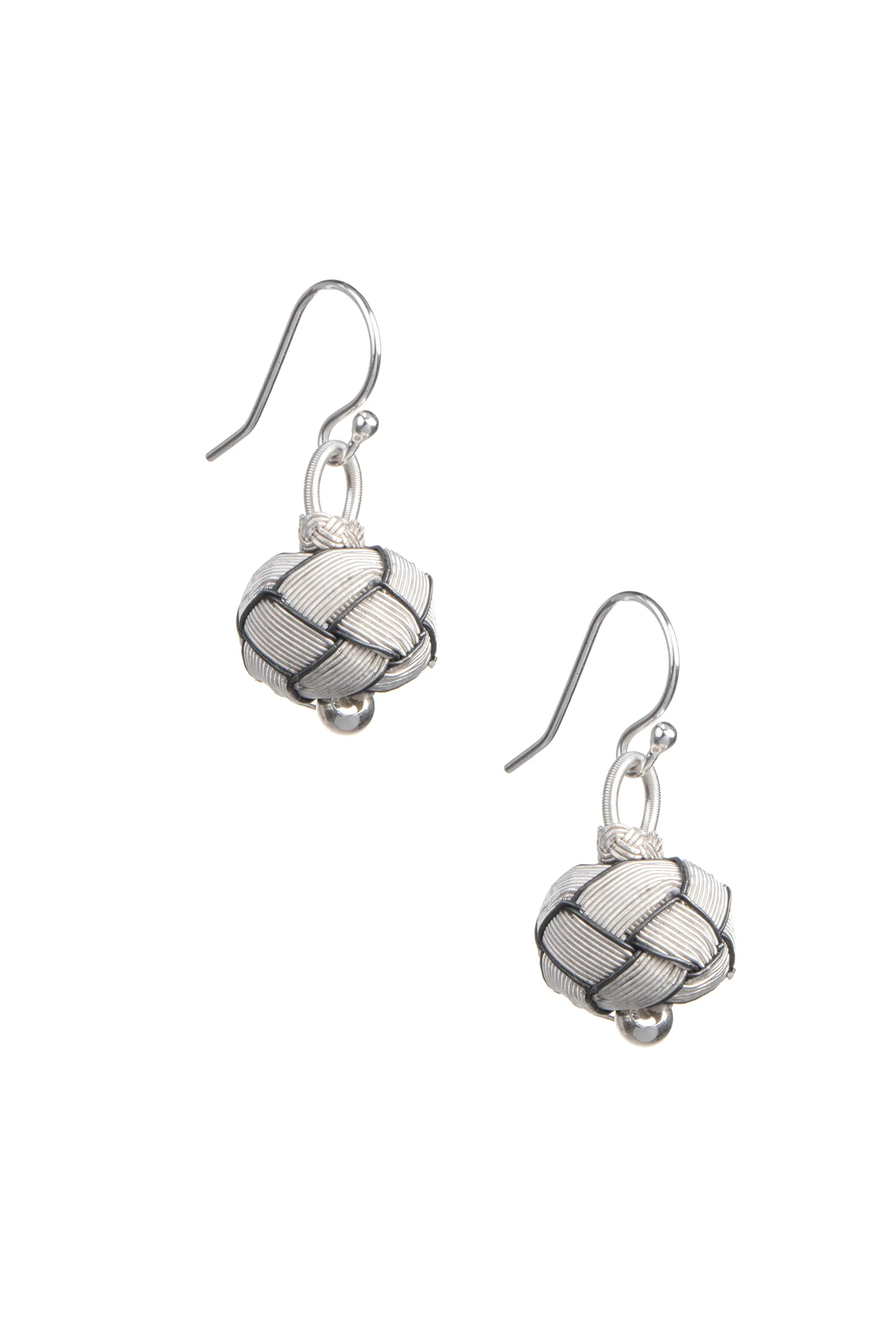 Circassian Woven Silver Earrings (black detail)