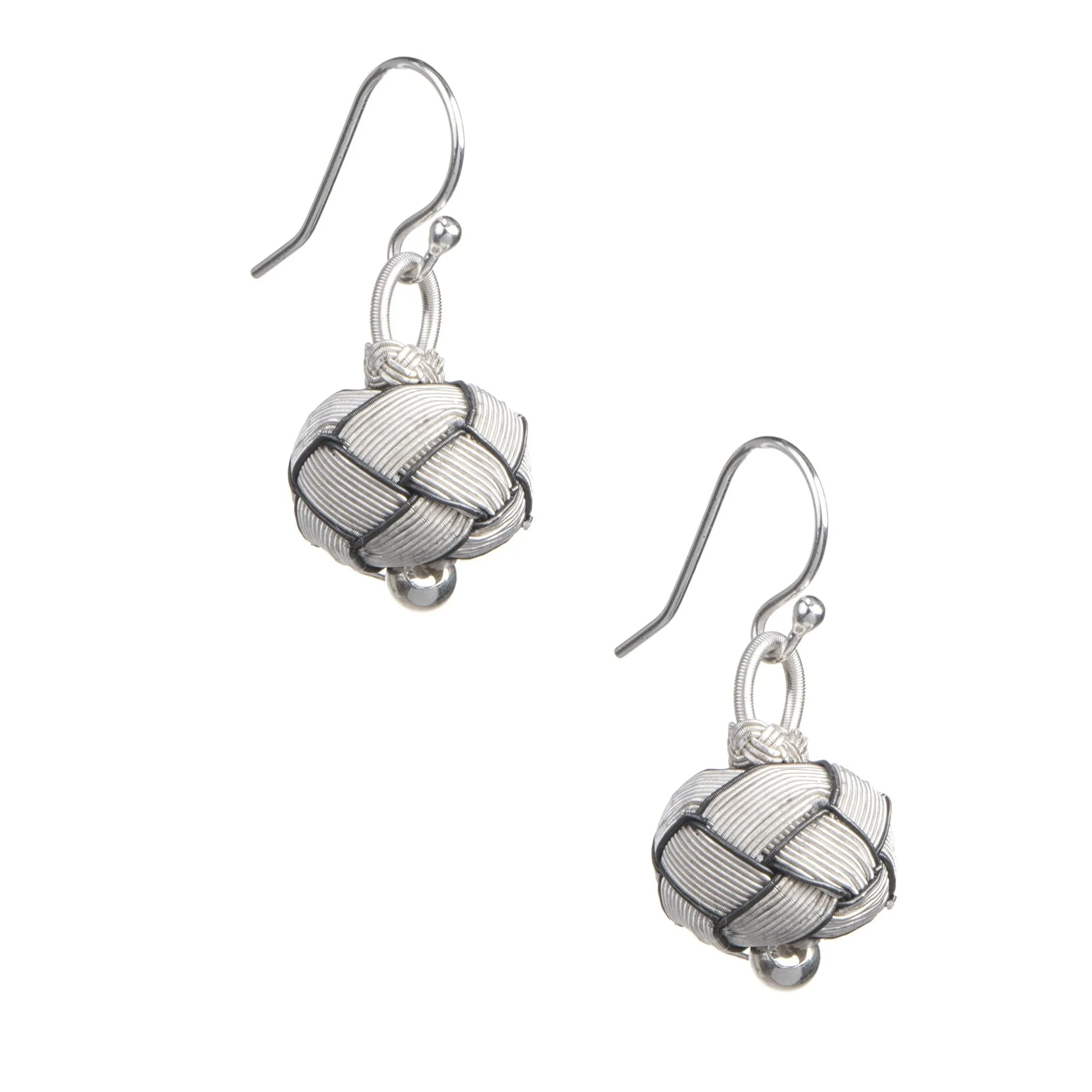 Circassian Woven Silver Earrings (black detail)