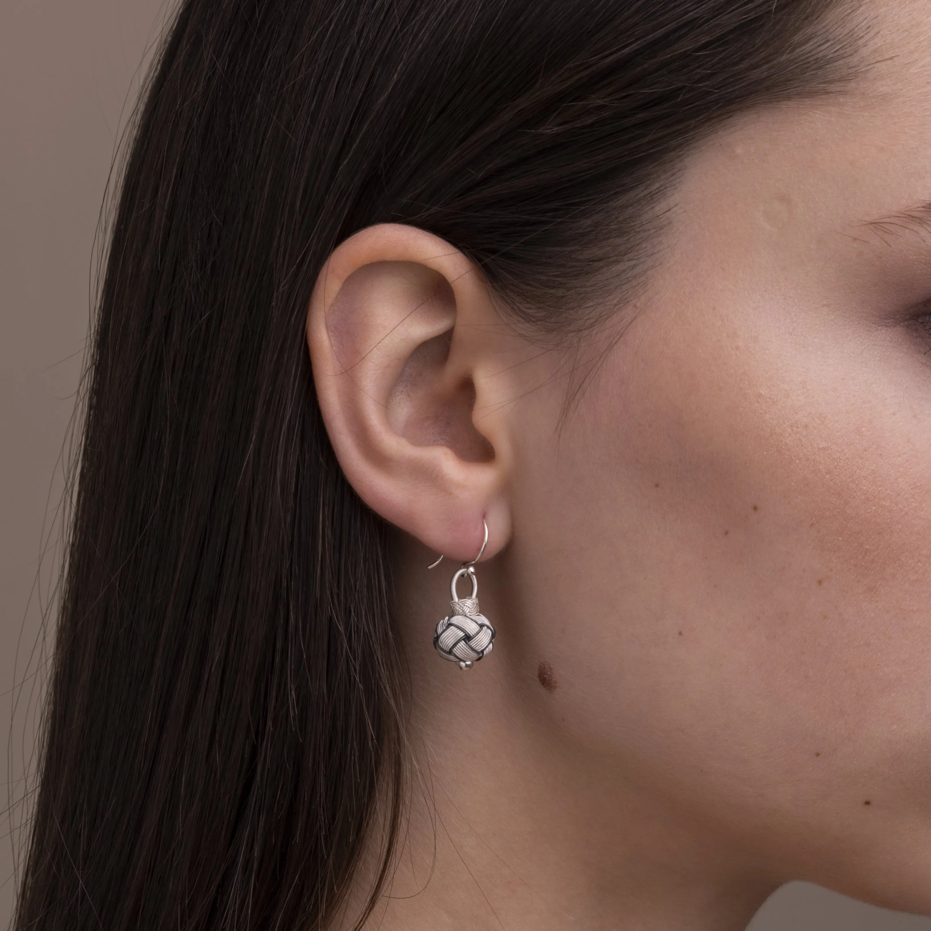 Circassian Woven Silver Earrings (black detail)