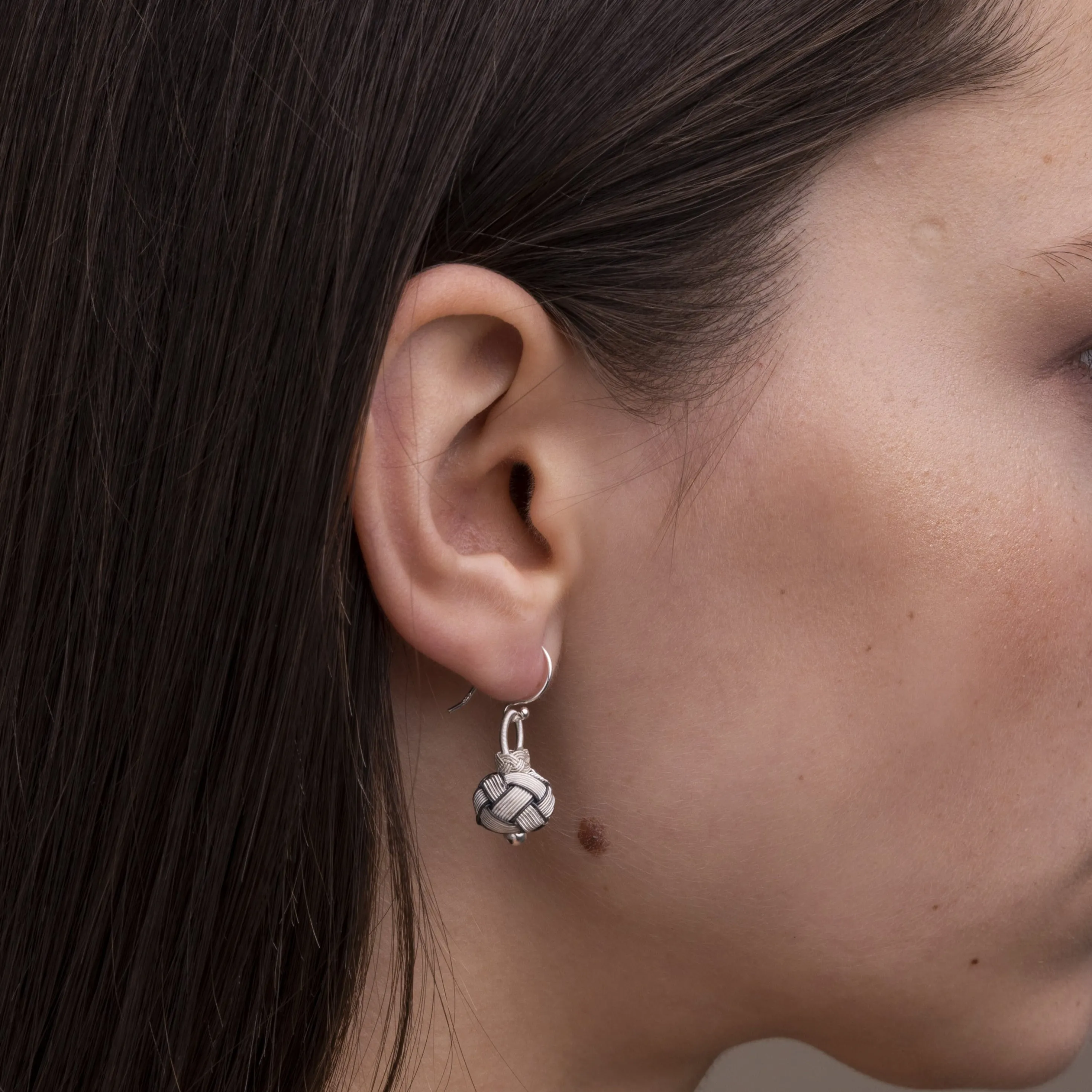 Circassian Woven Silver Earrings (black detail)