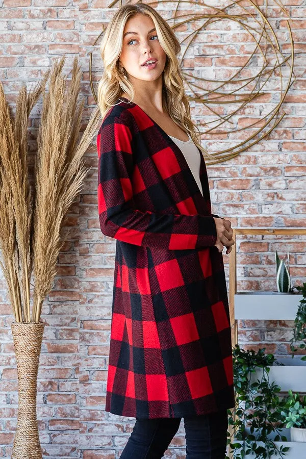 Clara Buffalo Plaid Cardigan | Red
