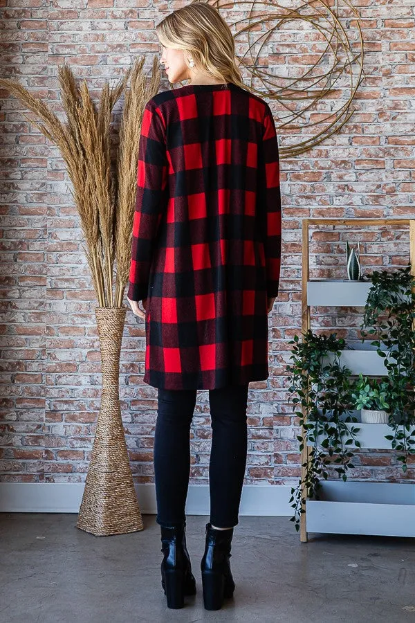 Clara Buffalo Plaid Cardigan | Red