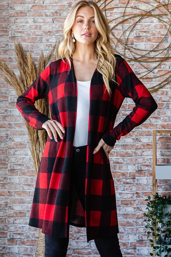 Clara Buffalo Plaid Cardigan | Red