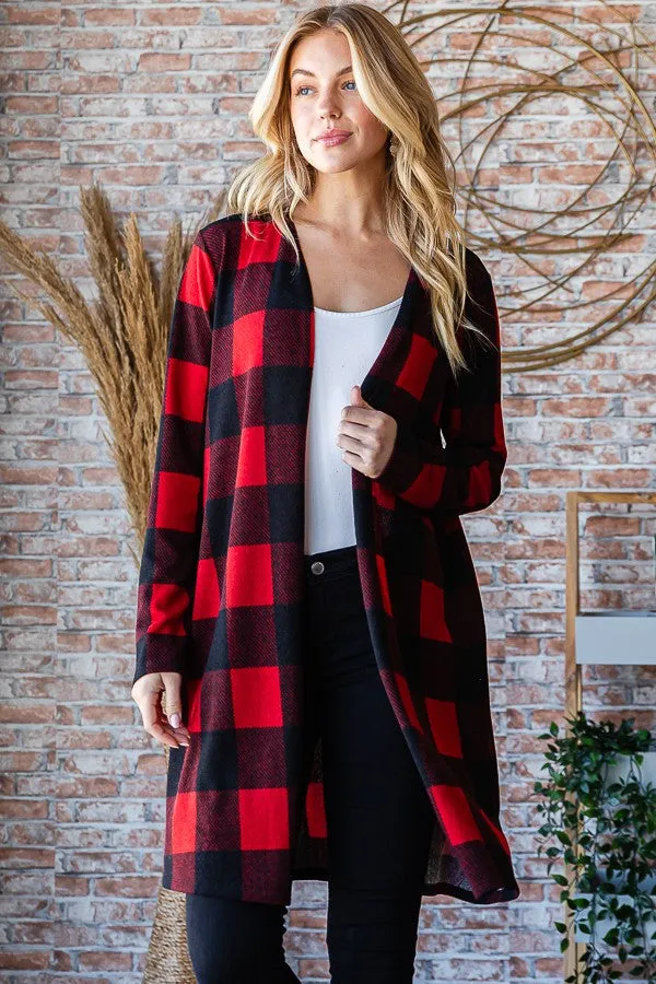 Clara Buffalo Plaid Cardigan | Red