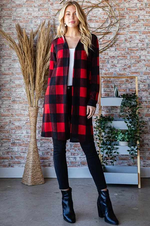 Clara Buffalo Plaid Cardigan | Red