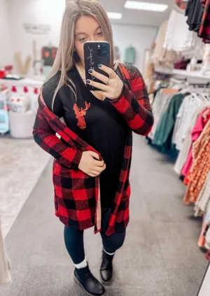 Clara Buffalo Plaid Cardigan | Red