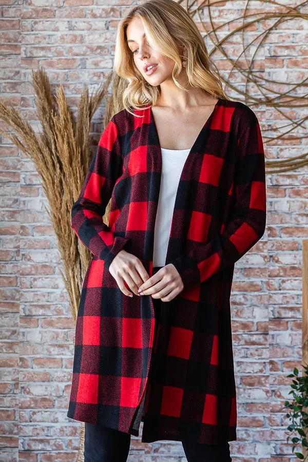 Clara Buffalo Plaid Cardigan | Red