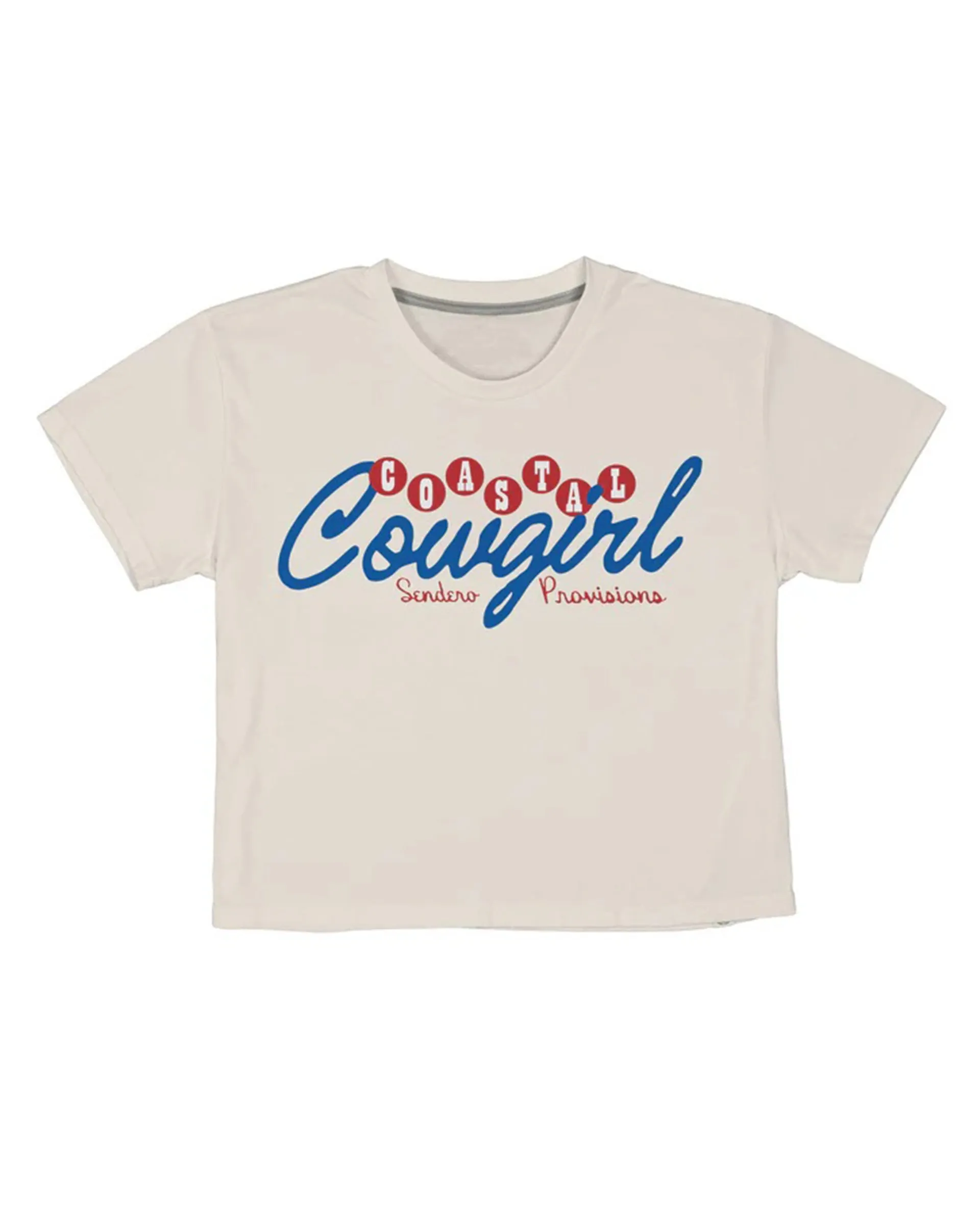 Coastal Cowgirl Boxy Tee - Vintage White/Blue Print