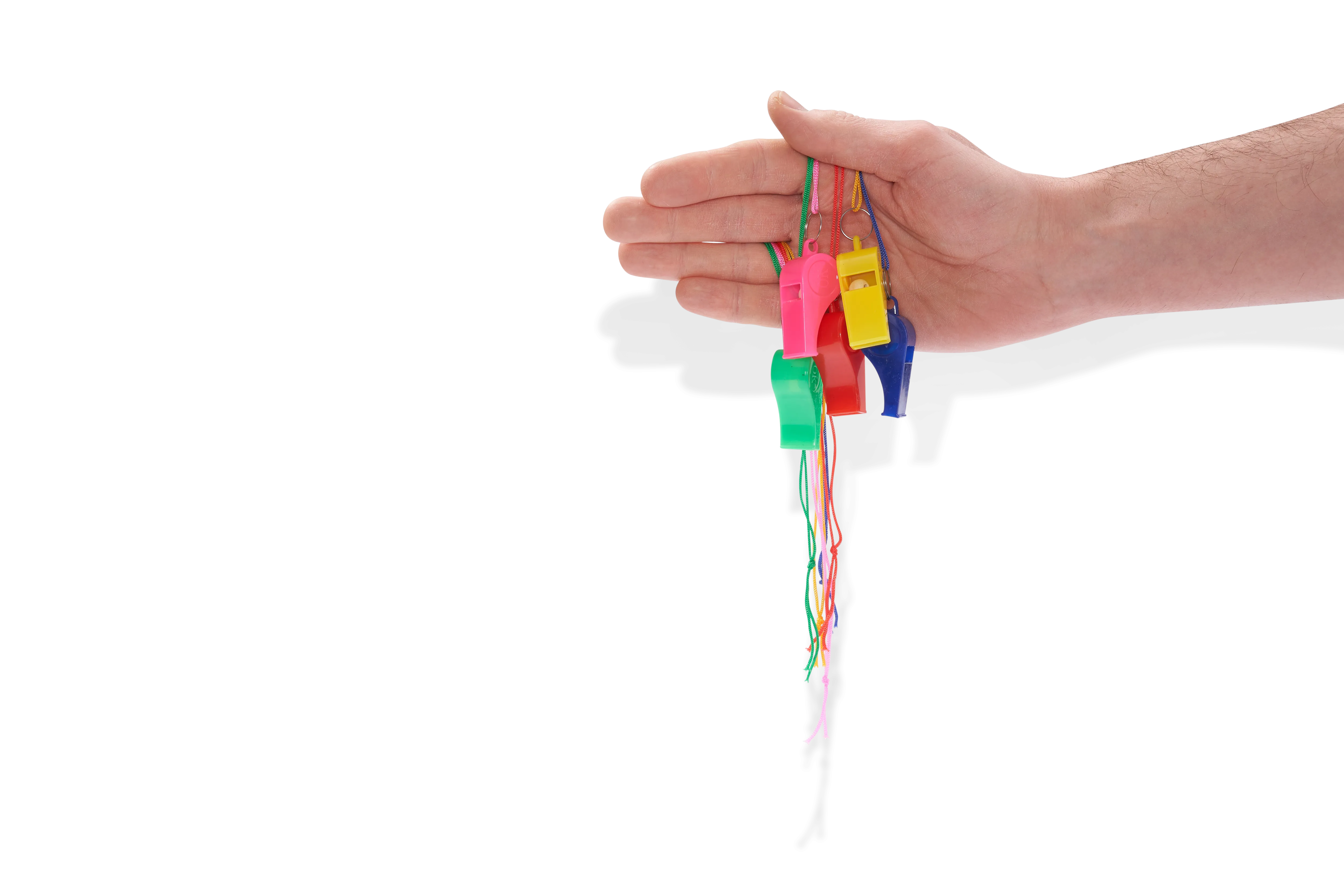 Colourful Sports Whistles with Lanyards