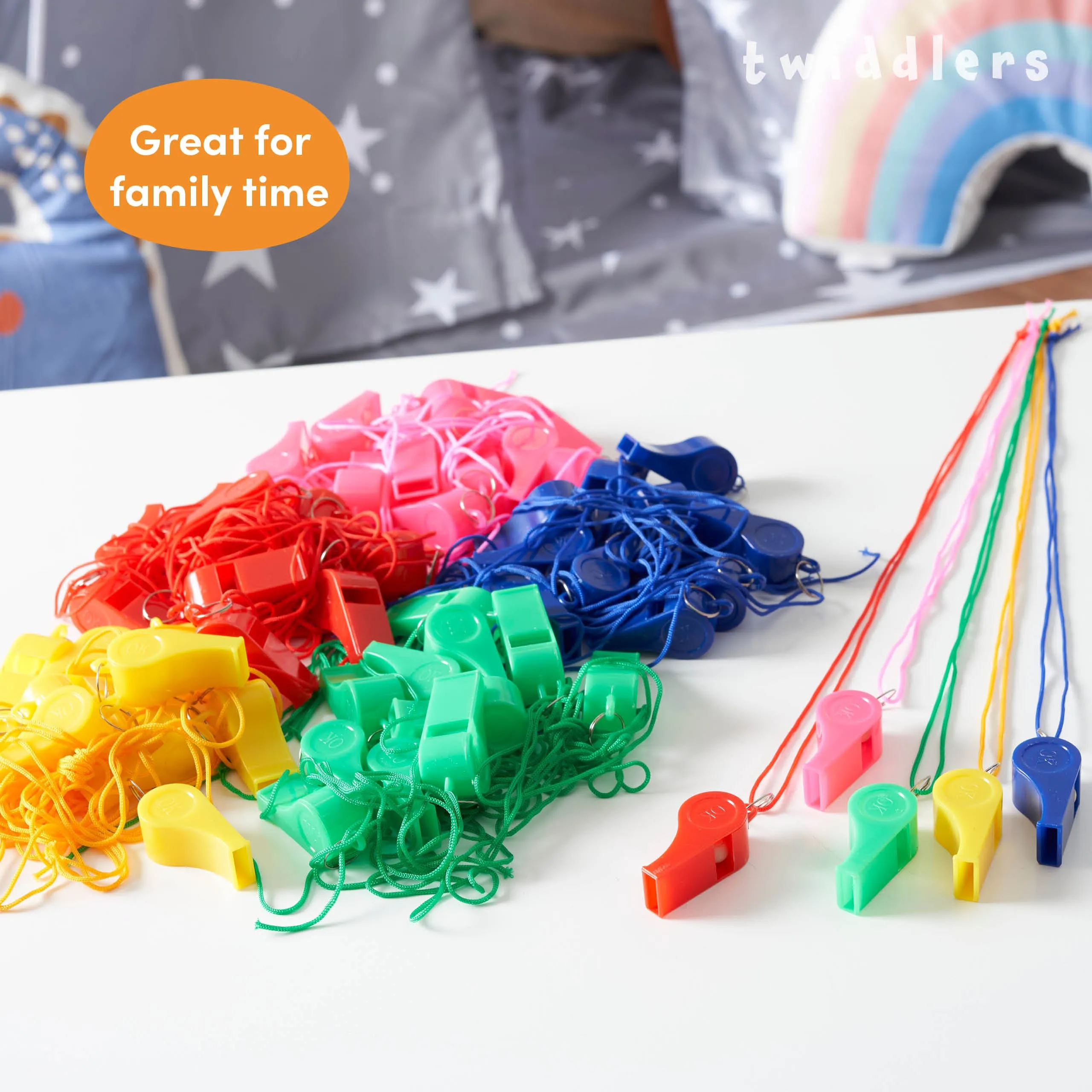 Colourful Sports Whistles with Lanyards