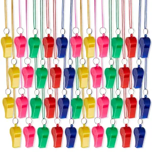 Colourful Sports Whistles with Lanyards