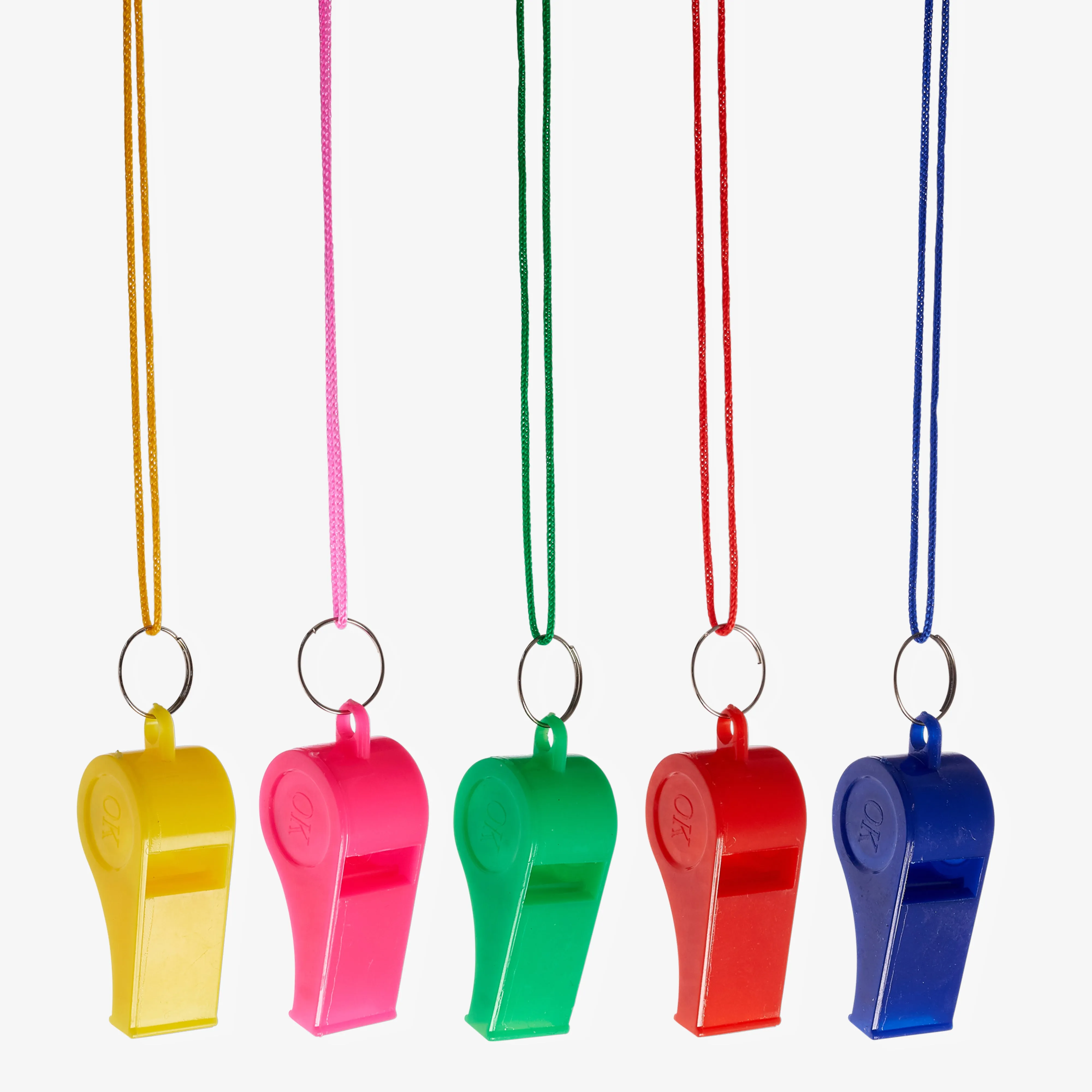 Colourful Sports Whistles with Lanyards