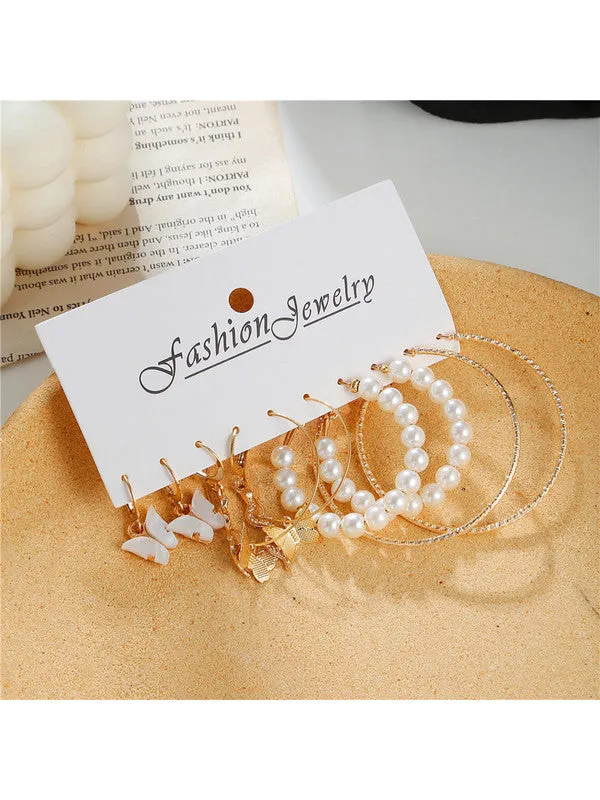 Combo of 11 Pair Chain Pearl Hoop and Stud Earrings