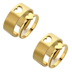 Combo of 2 Gold Plated Heart Matching Couple Ring