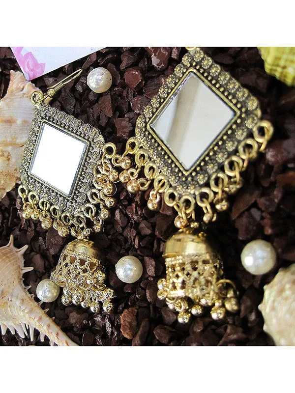 Combo of Golden Mirror Jhumki and Bangle Bracelet